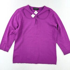 Lane Bryant Purple 3/4 Sleeve Crew Neck Sweater Size‎ 14/16 Cutout Detail NWT